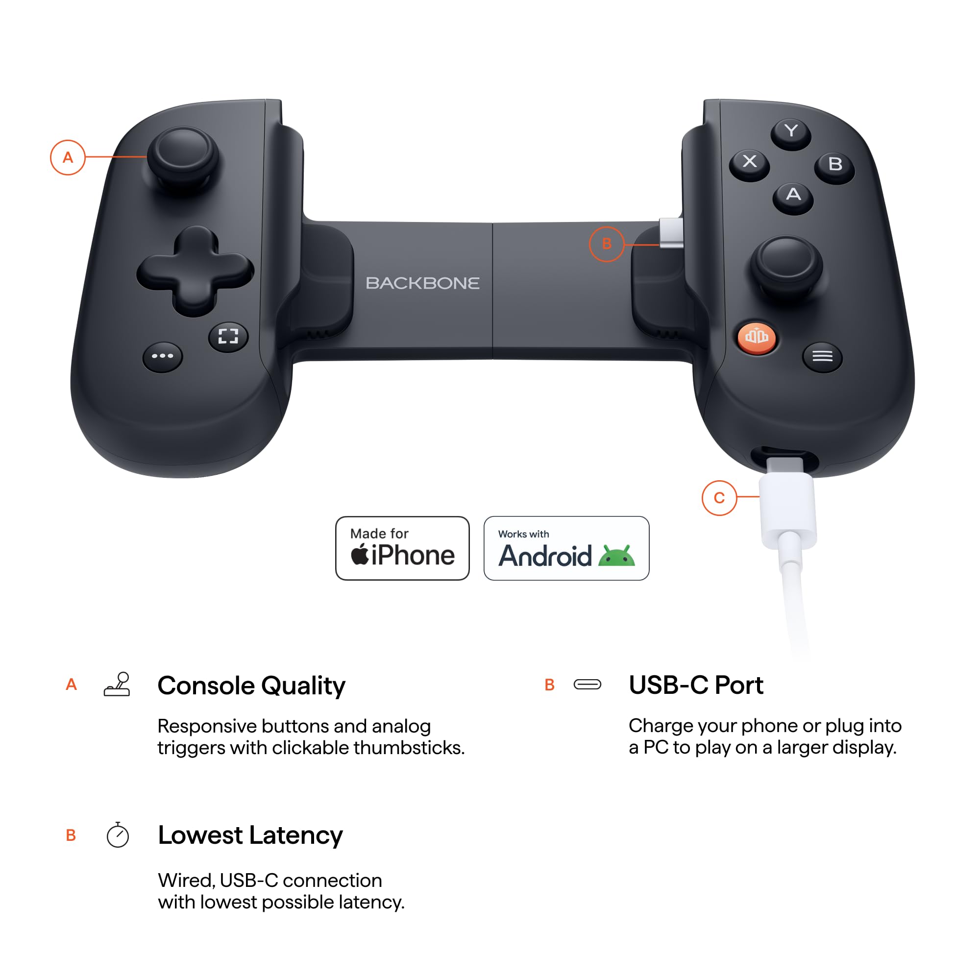 Amazon.com: BACKBONE One Mobile Gaming Controller, USB-C, 2nd Gen